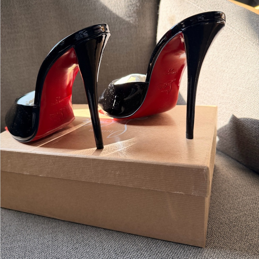 Miss Z Mule 100mm Patent Christian Louboutin Black Patent Leather Heels - Picture 3 of 9